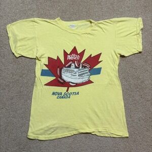 Vtg Scotia Prince Nova Scotia Shirt Medium Yellow Canada Ferry Cruise 70s Cotton